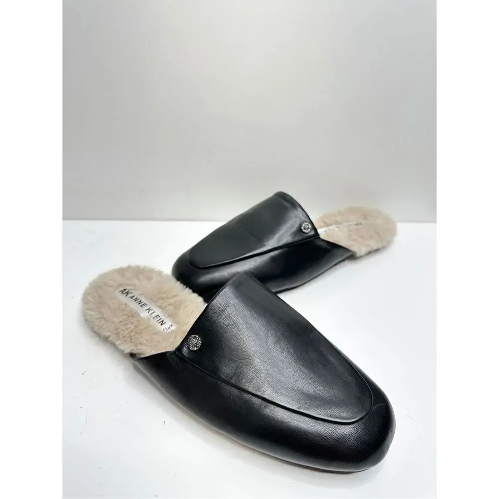 Ann‎ Klein Loafers Womens Size 6.5 Black Faux Leather Slip On Laura Shoes